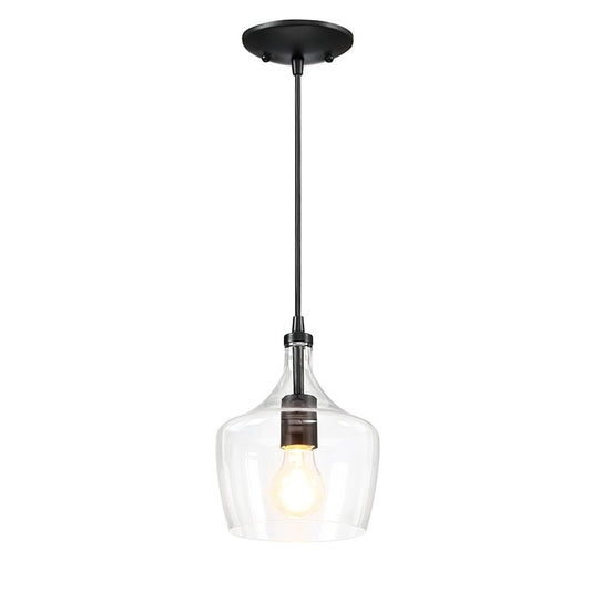 Lampadario a sospensione in vetro trasparente a forma di goccia per isola da cucina (è possibile scegliere tra 1 o 3 confezioni)