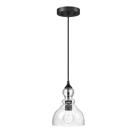Lampadario a sospensione in vetro con semi a goccia per isola da cucina con 1 luce e finitura nera, confezione da 3