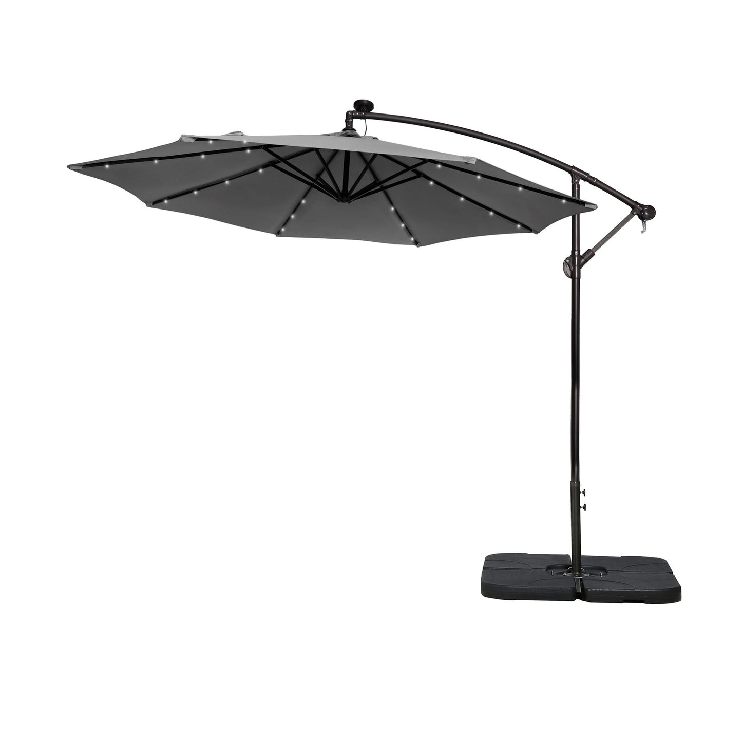 Ombrellone da giardino illuminato a energia solare da 10 piedi con base