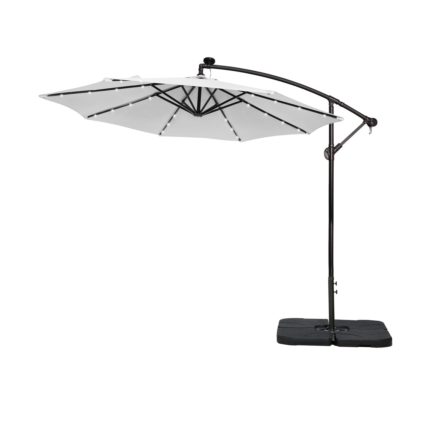 Ombrellone da giardino illuminato a energia solare da 10 piedi con base