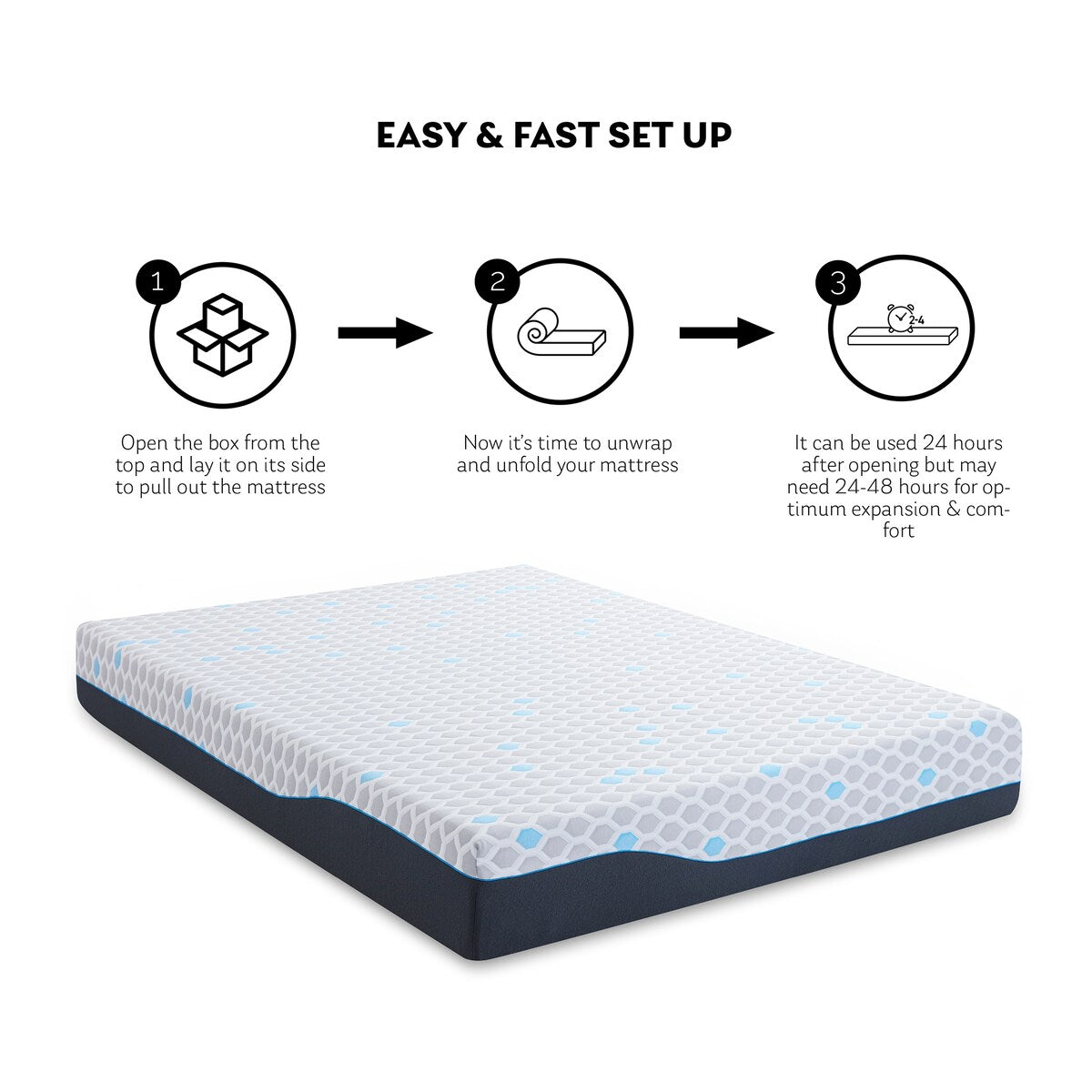 Materasso in memory foam da 10 pollici, materasso in una scatola, memory foam in gel con carbone di bambù infuso