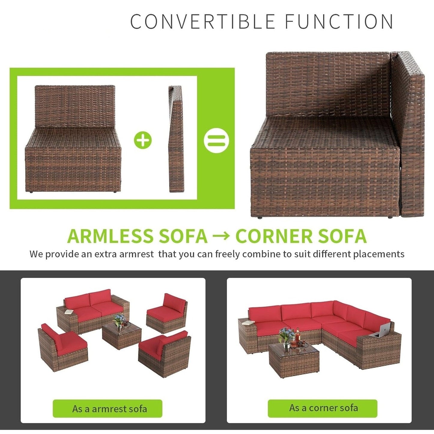 Set di 10 mobili da giardino con tavolo con braciere