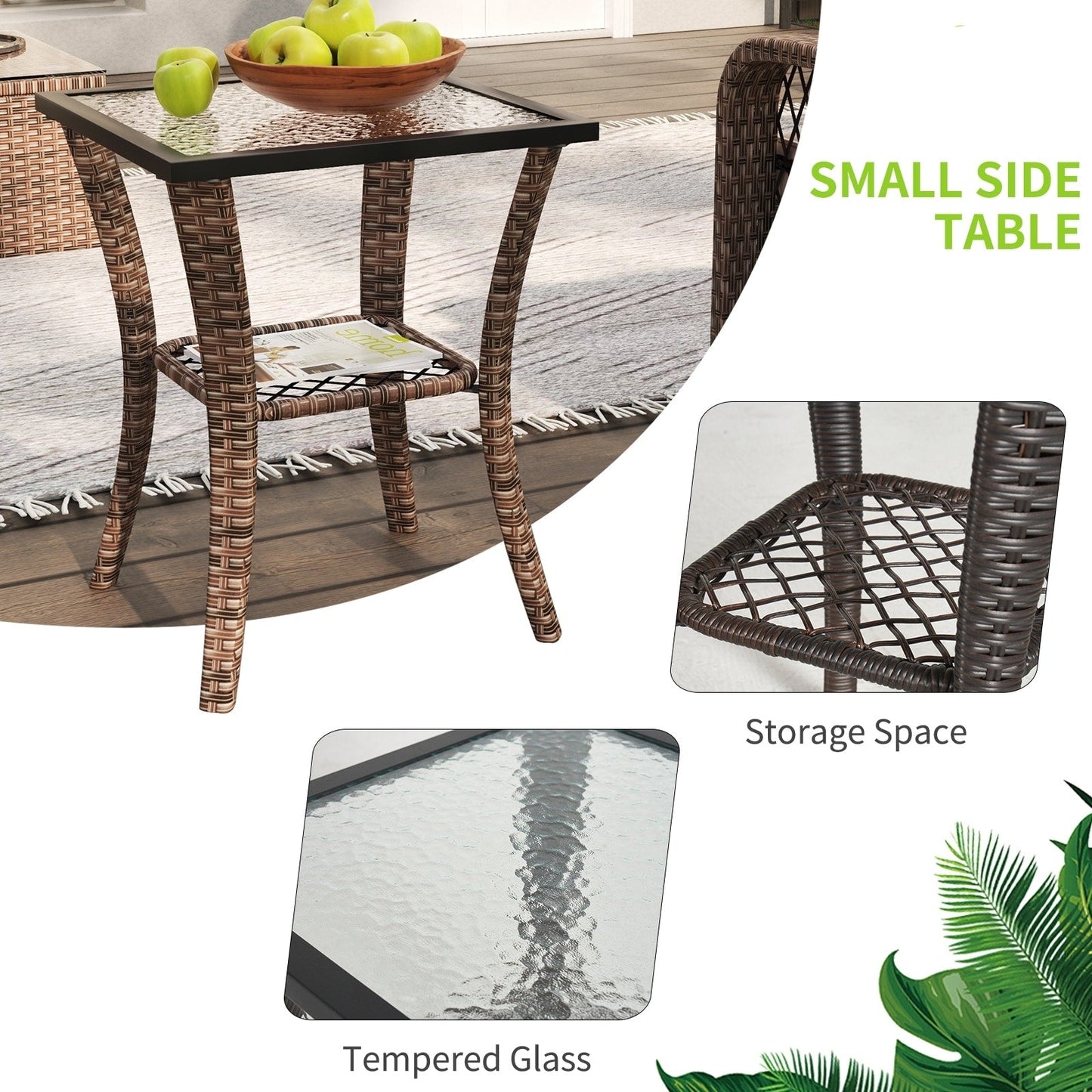 Set di 10 mobili da giardino con tavolo con braciere