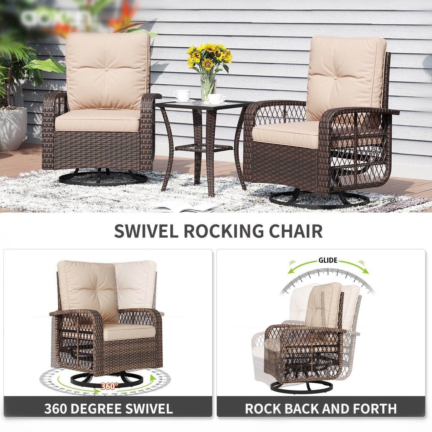 Set di 10 mobili da giardino con tavolo con braciere