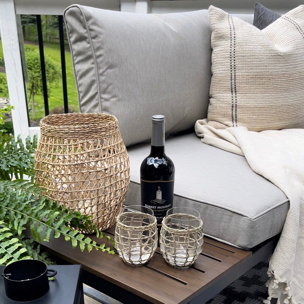 Set di divani componibili da giardino da 10 posti, struttura in acciaio con rivestimento E, set da conversazione con tavolino laterale incorporato, cuscino grigio