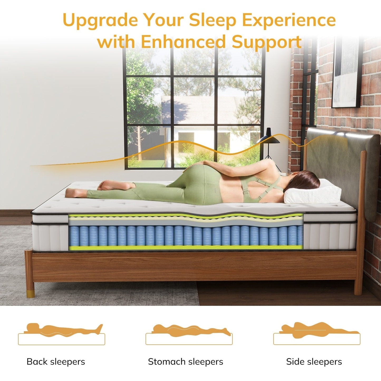 Materasso ibrido in schiuma e molle da 12 pollici, materasso con supporto durevole e sensazione di rigidità media, letto in una scatola