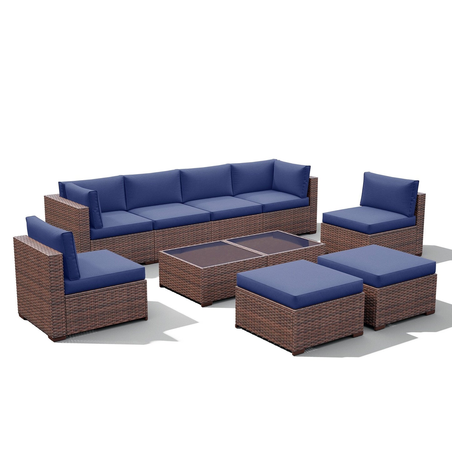 Set di divani componibili in vimini da 10 pezzi