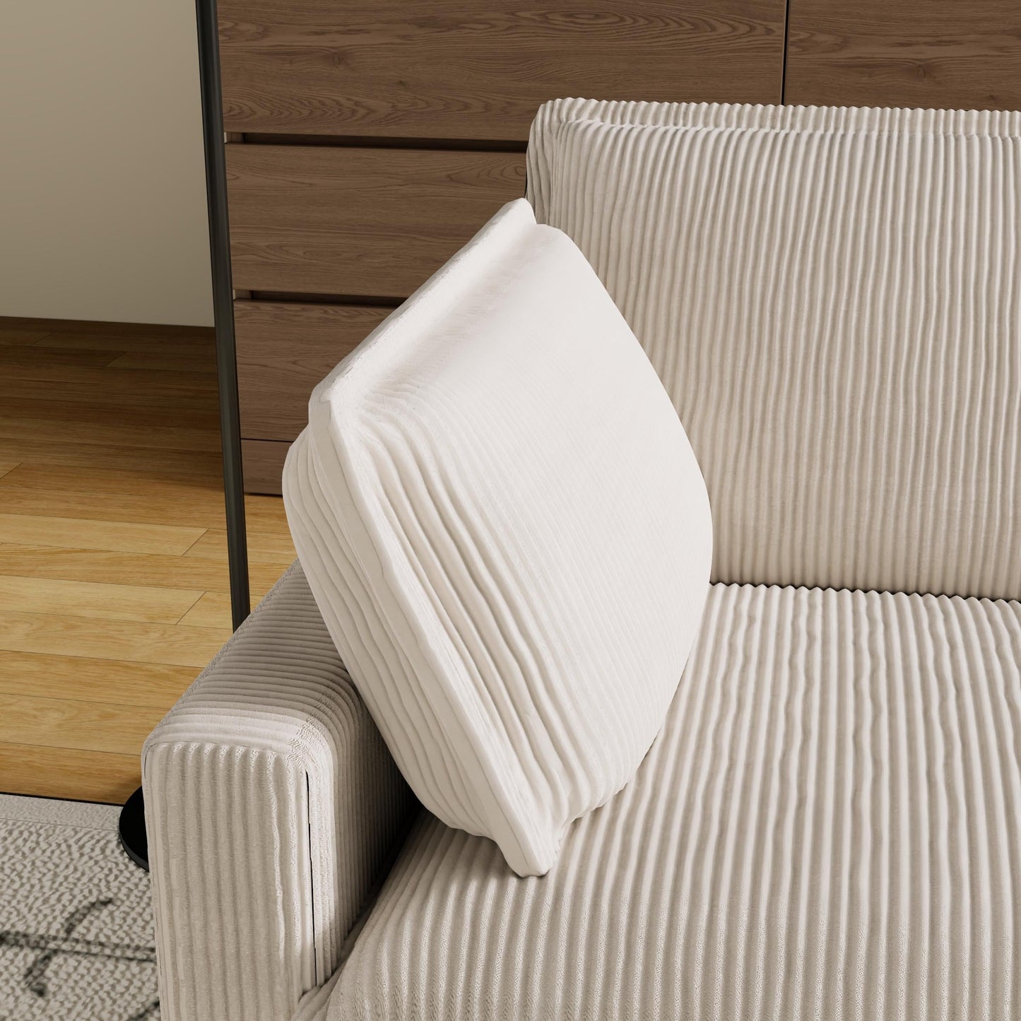 Divano classico moderno in velluto a coste 103 a 4 posti - Seduta profonda, con 4 cuscini per soggiorno