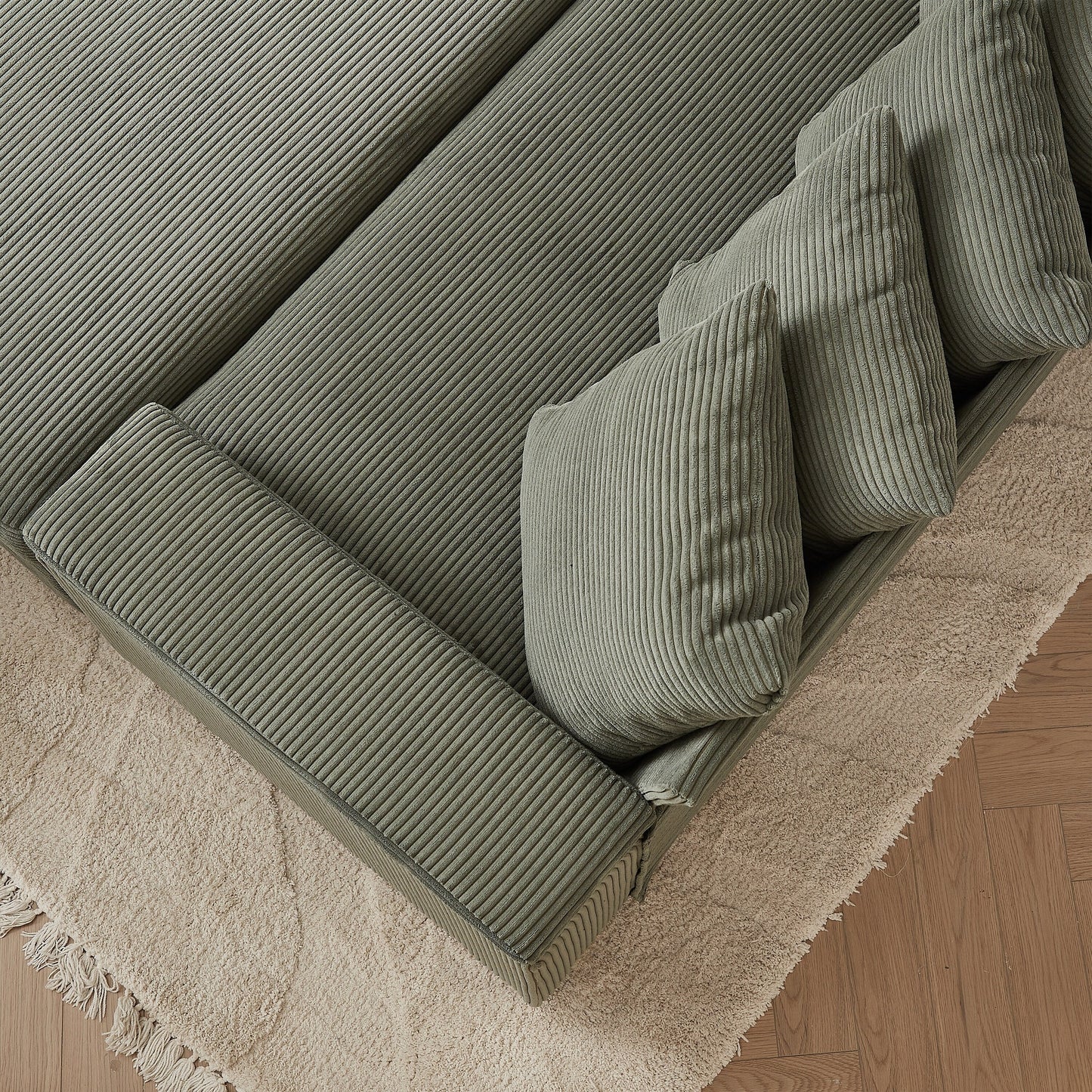 Divano a L in velluto a coste oversize da 104 pollici con chaise longue