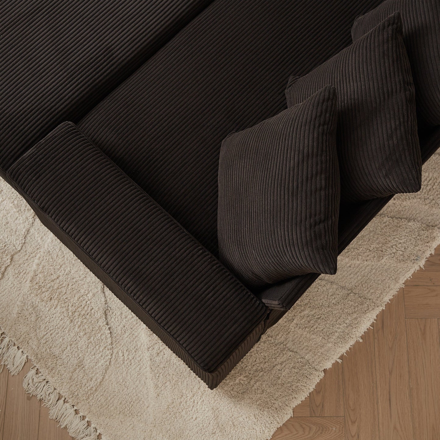 Divano a L in velluto a coste oversize da 104 pollici con chaise longue