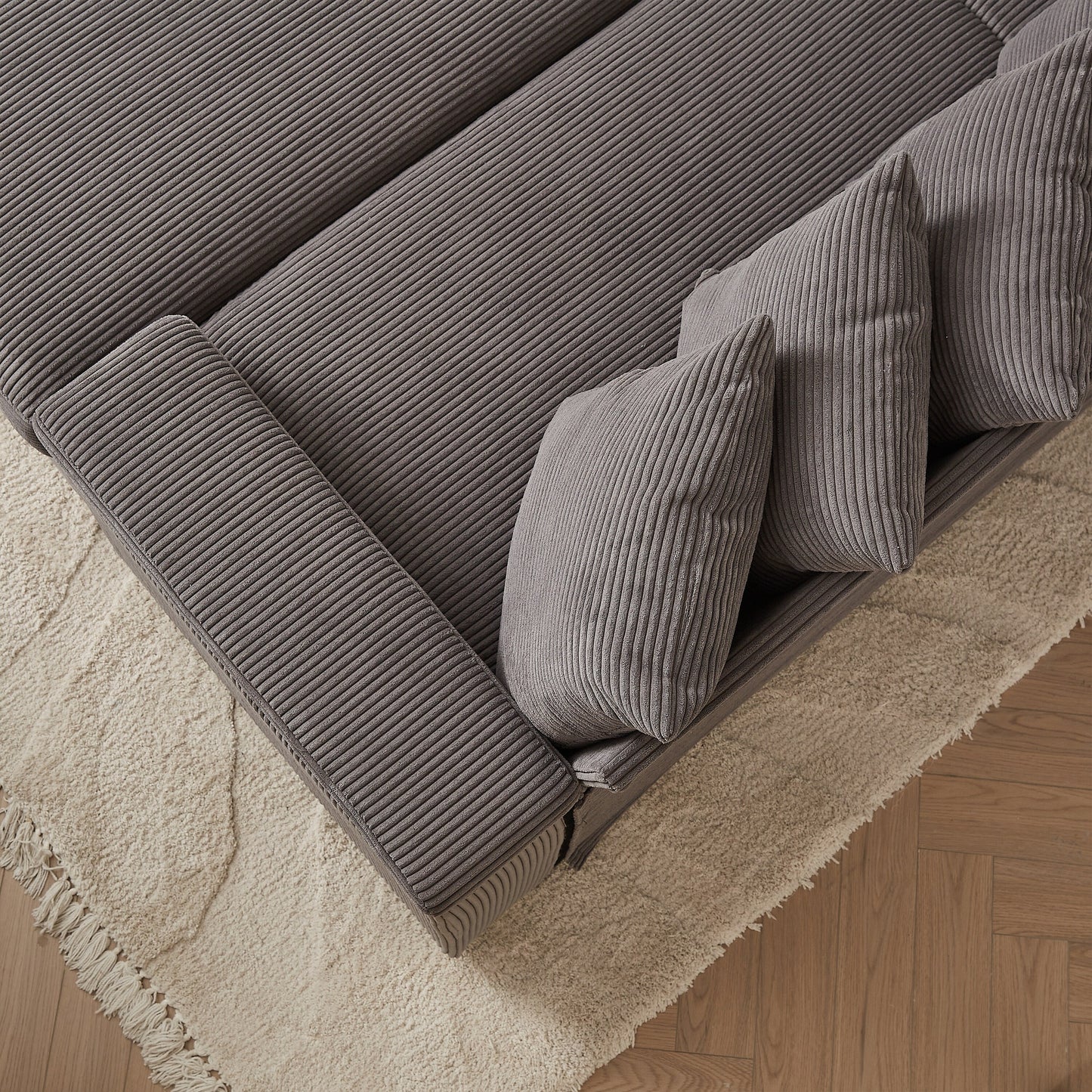 Divano a L in velluto a coste oversize da 104 pollici con chaise longue