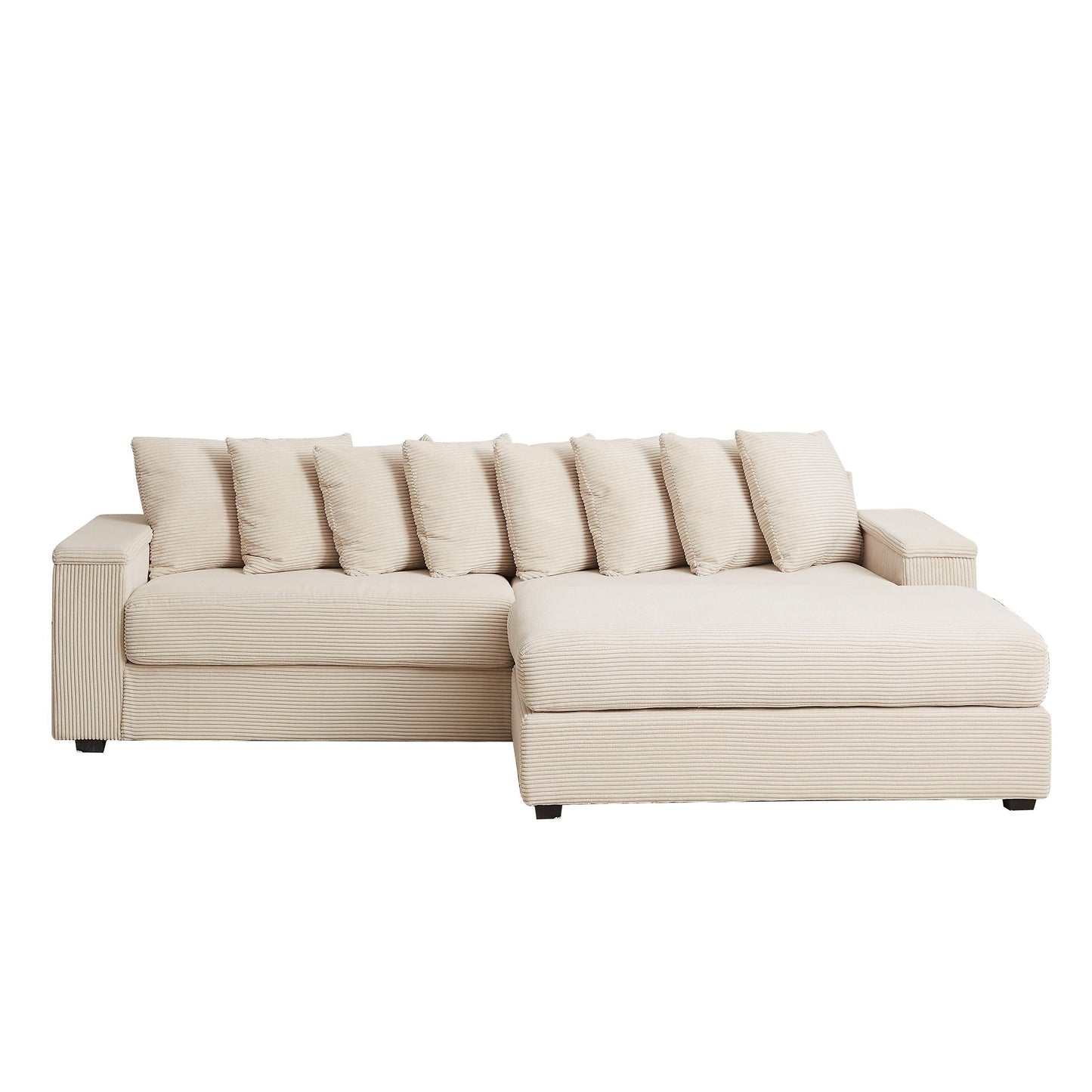 Divano a L in velluto a coste oversize da 104 pollici con chaise longue