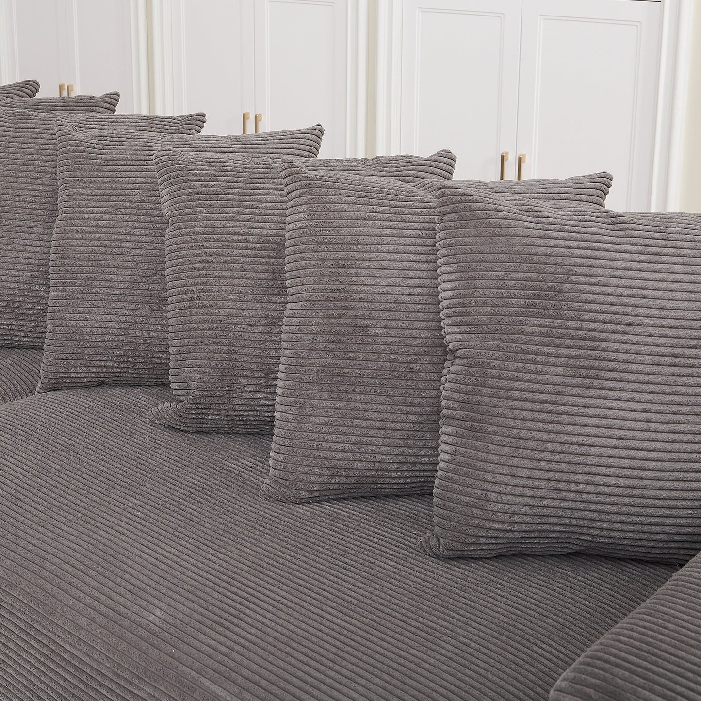 Divano a L in velluto a coste oversize da 104 pollici con chaise longue