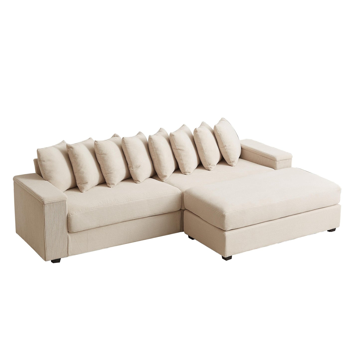 Divano a L in velluto a coste oversize da 104 pollici con chaise longue
