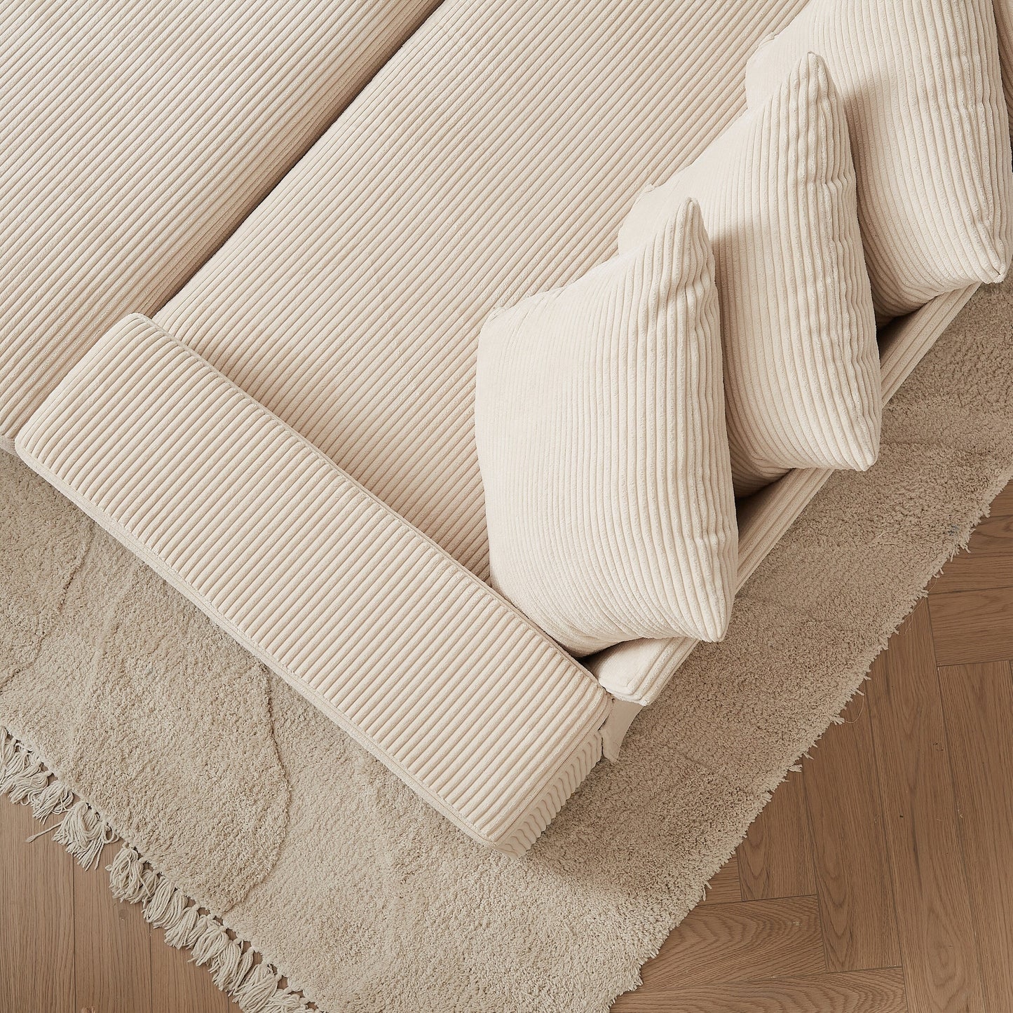 Divano a L in velluto a coste oversize da 104 pollici con chaise longue