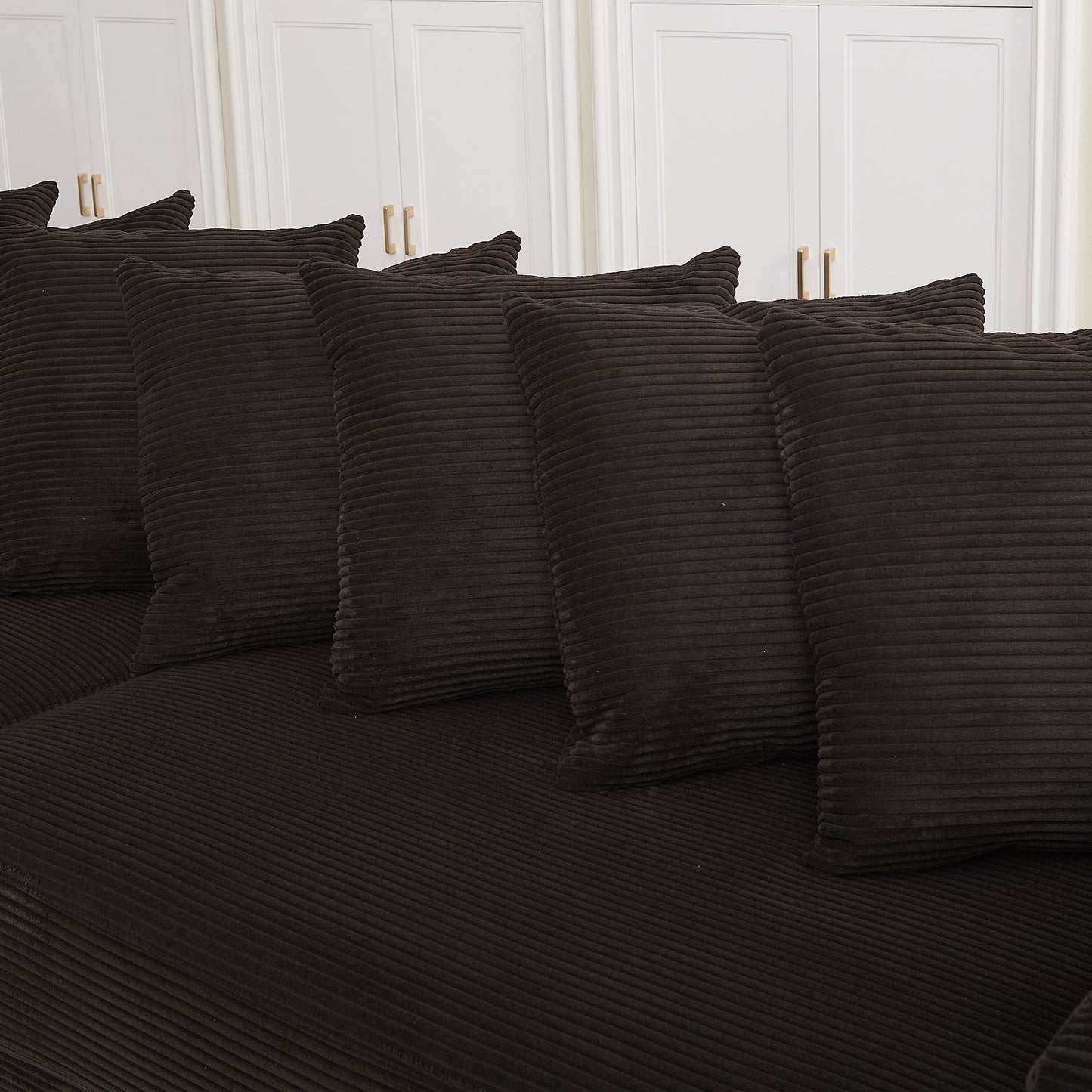 Divano a L in velluto a coste oversize da 104 pollici con chaise longue