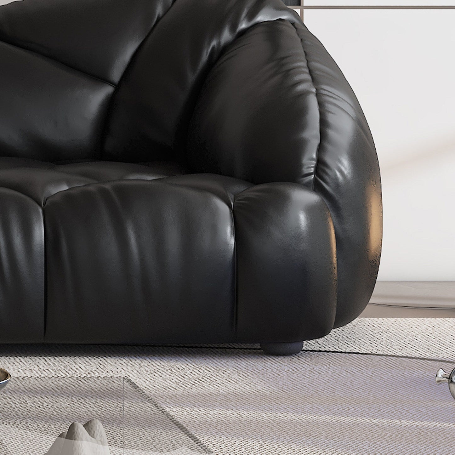 Divano imbottito in pelle 104.3 - 104.3 x 45.3