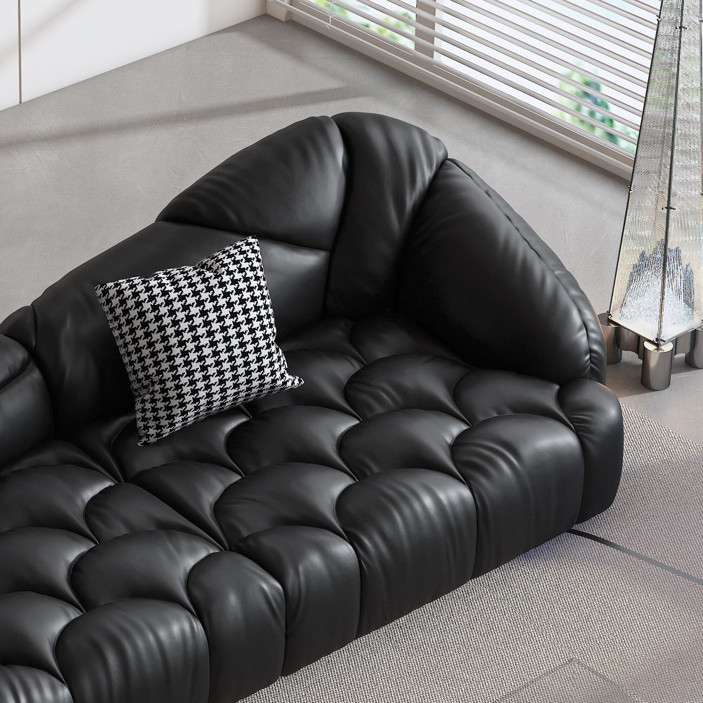 Divano imbottito in pelle 104.3 - 104.3 x 45.3