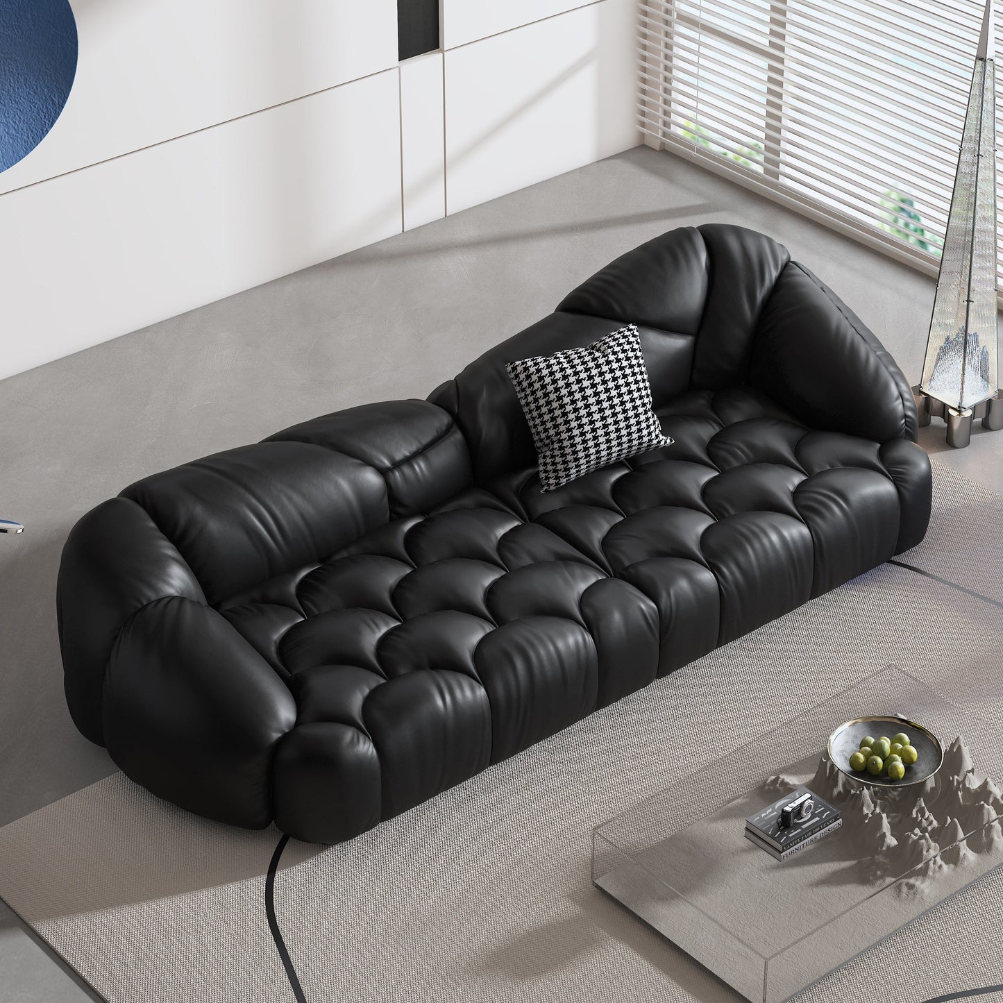 Divano imbottito in pelle 104.3 - 104.3 x 45.3