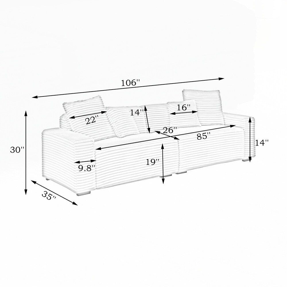 Divano grande da 104,72 pollici a 4 posti con 4 cuscini decorativi