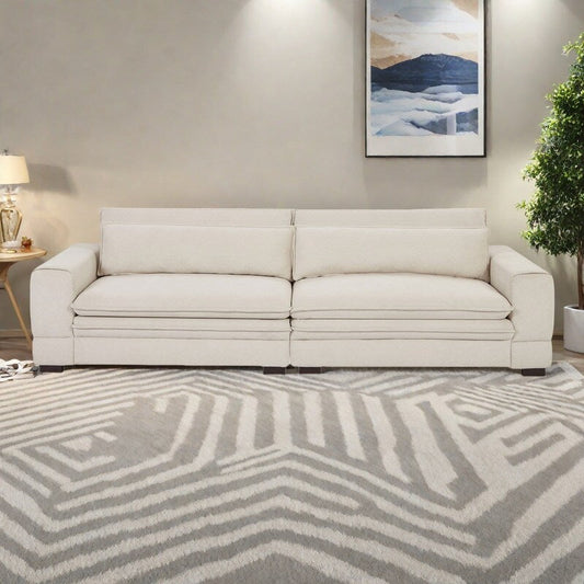 104.72 Divano in tessuto moderno di metà secolo con gambe in legno massello