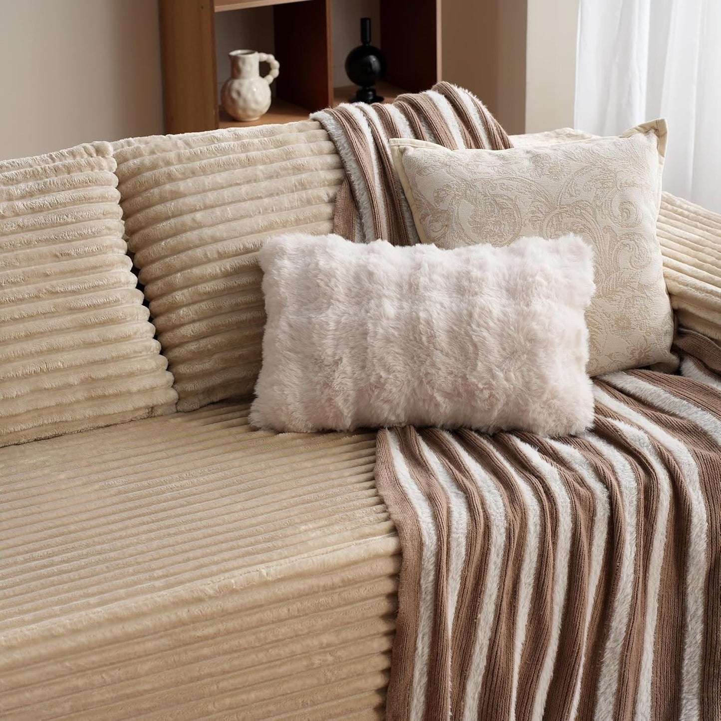 Divano componibile a forma di L 104 - Divano modulare con seduta profonda per soggiorno e camera da letto, senza montaggio