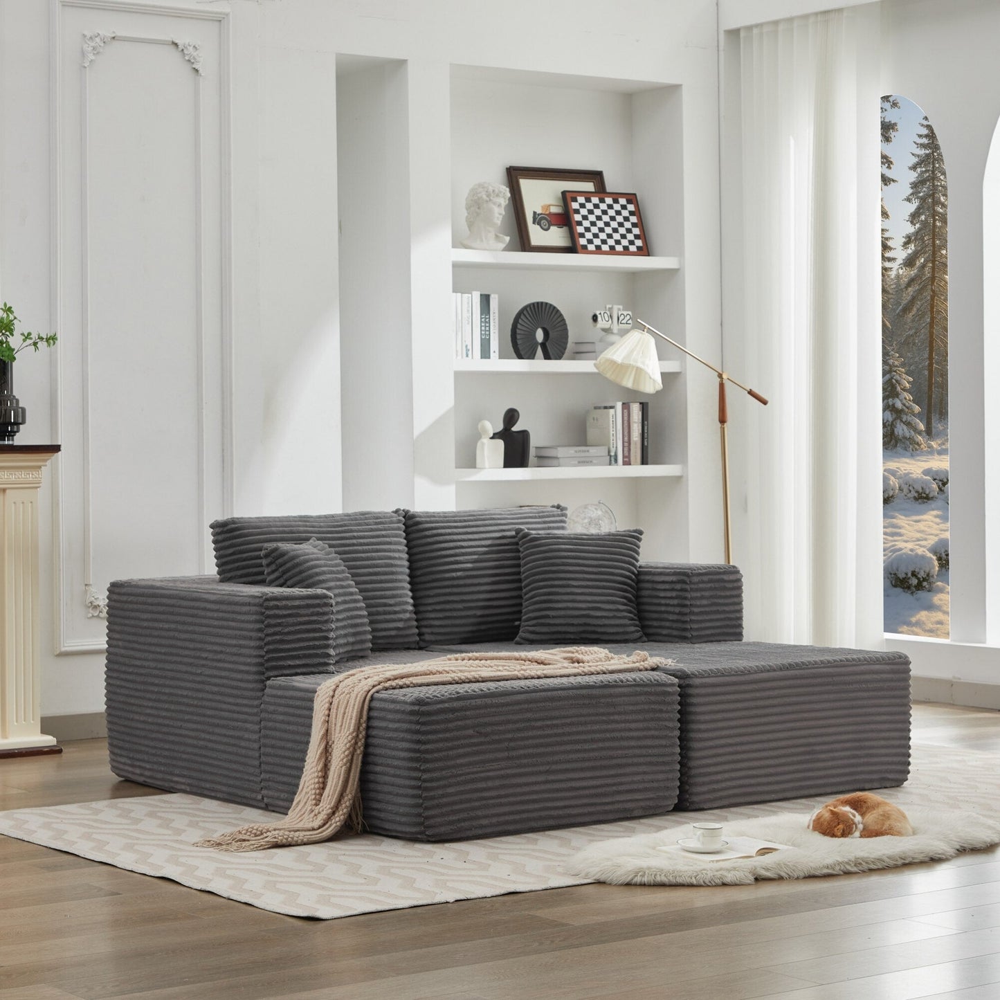 Divano componibile 106 Cloud con doppia chaise longue, divano modulare moderno con seduta profonda per soggiorno, non richiede montaggio