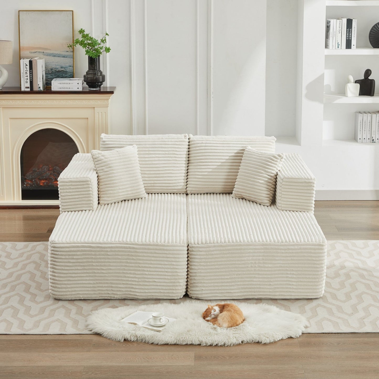 Divano componibile 106 Cloud con doppia chaise longue, divano modulare moderno con seduta profonda per soggiorno, non richiede montaggio