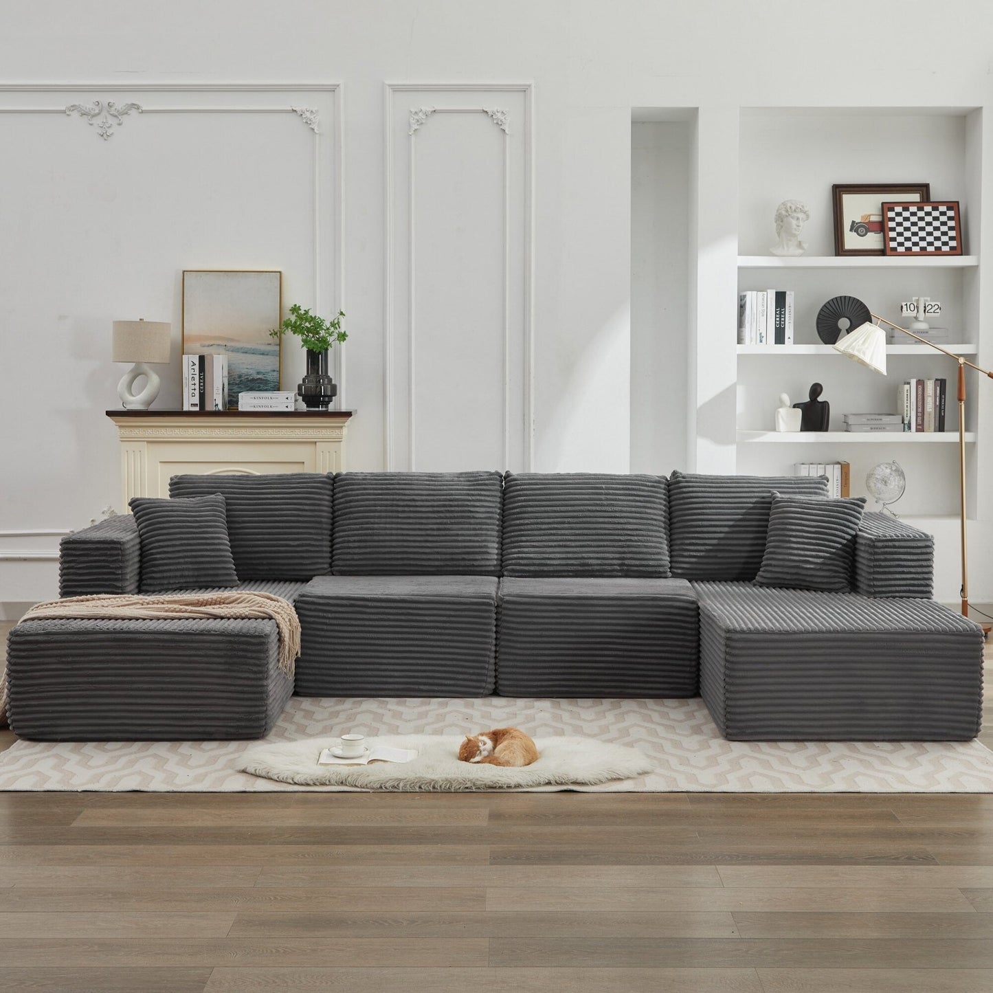 Divano componibile 106 Cloud con doppia chaise longue, divano modulare moderno con seduta profonda per soggiorno, non richiede montaggio