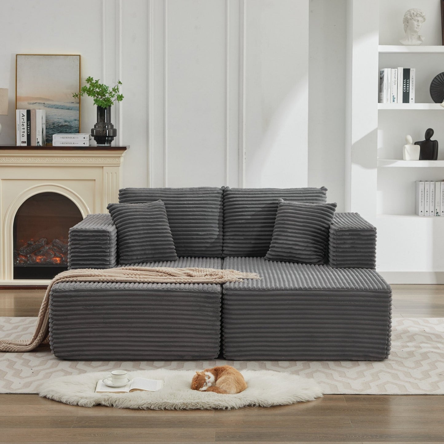 Divano componibile 106 Cloud con doppia chaise longue, divano modulare moderno con seduta profonda per soggiorno, non richiede montaggio