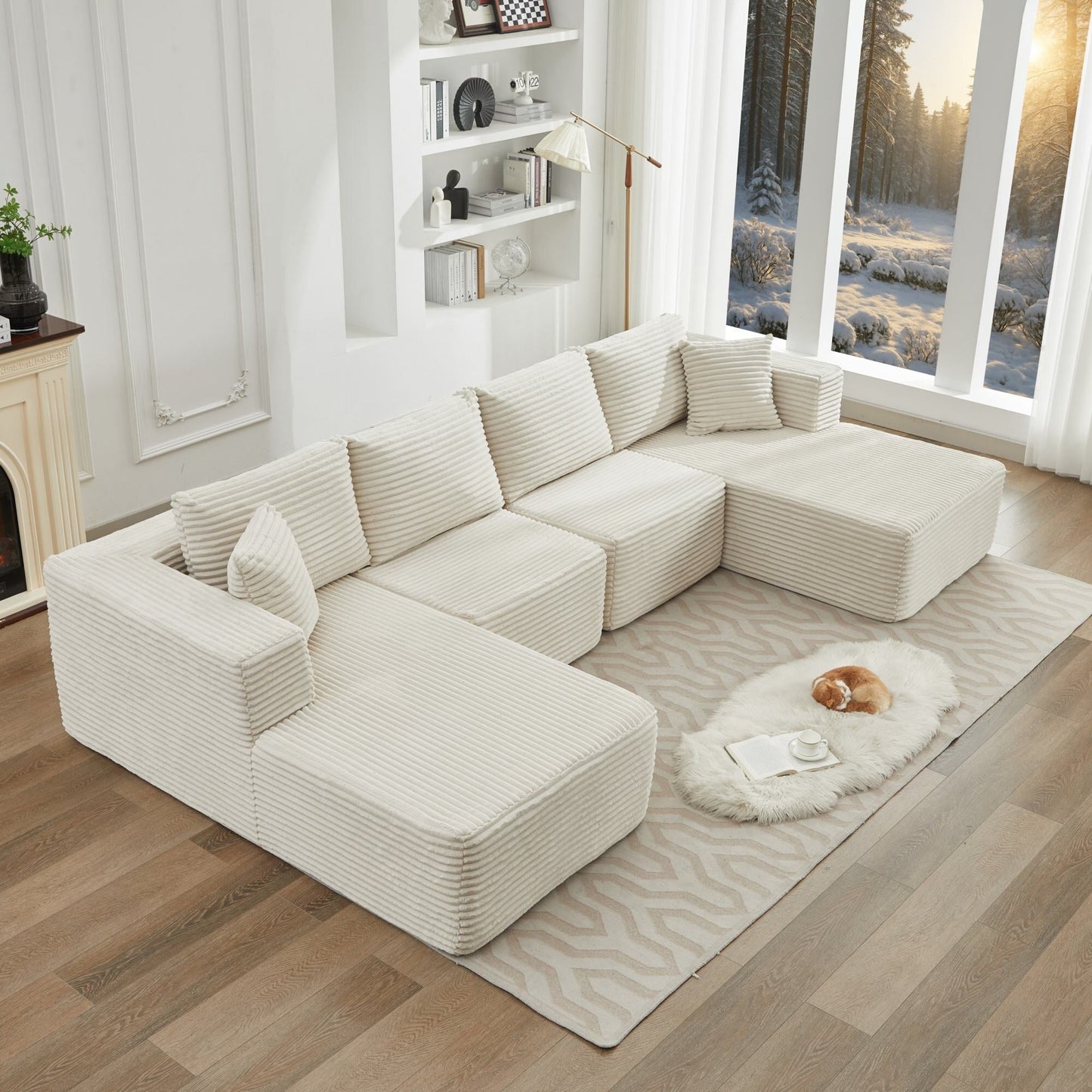 Divano componibile 106 Cloud con doppia chaise longue, divano modulare moderno con seduta profonda per soggiorno, non richiede montaggio