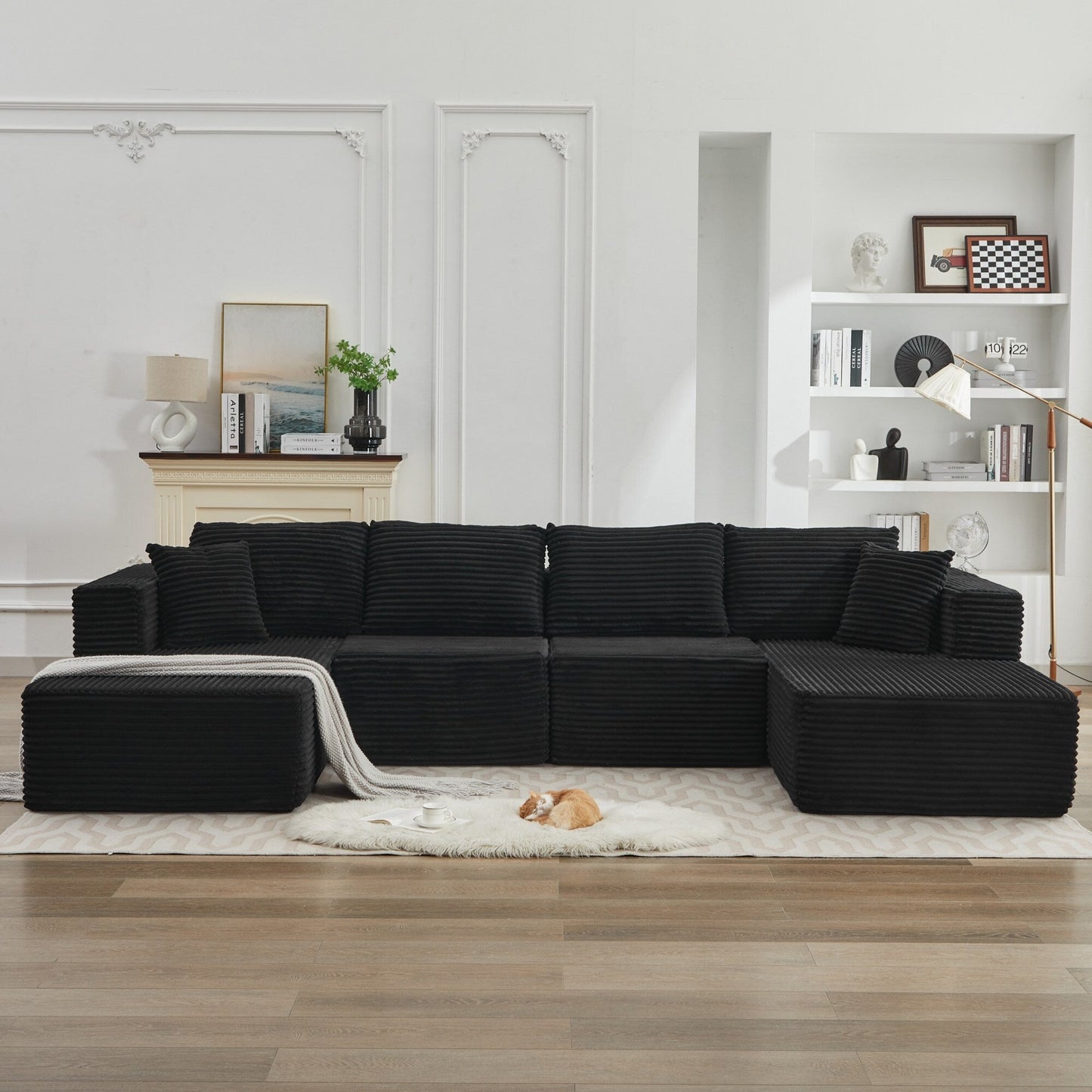Divano componibile 106 Cloud con doppia chaise longue, divano modulare moderno con seduta profonda per soggiorno, non richiede montaggio