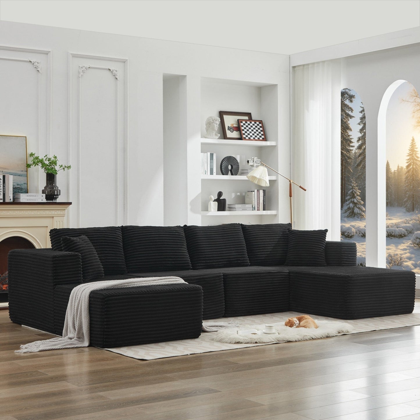 Divano componibile 106 Cloud con doppia chaise longue, divano modulare moderno con seduta profonda per soggiorno, non richiede montaggio