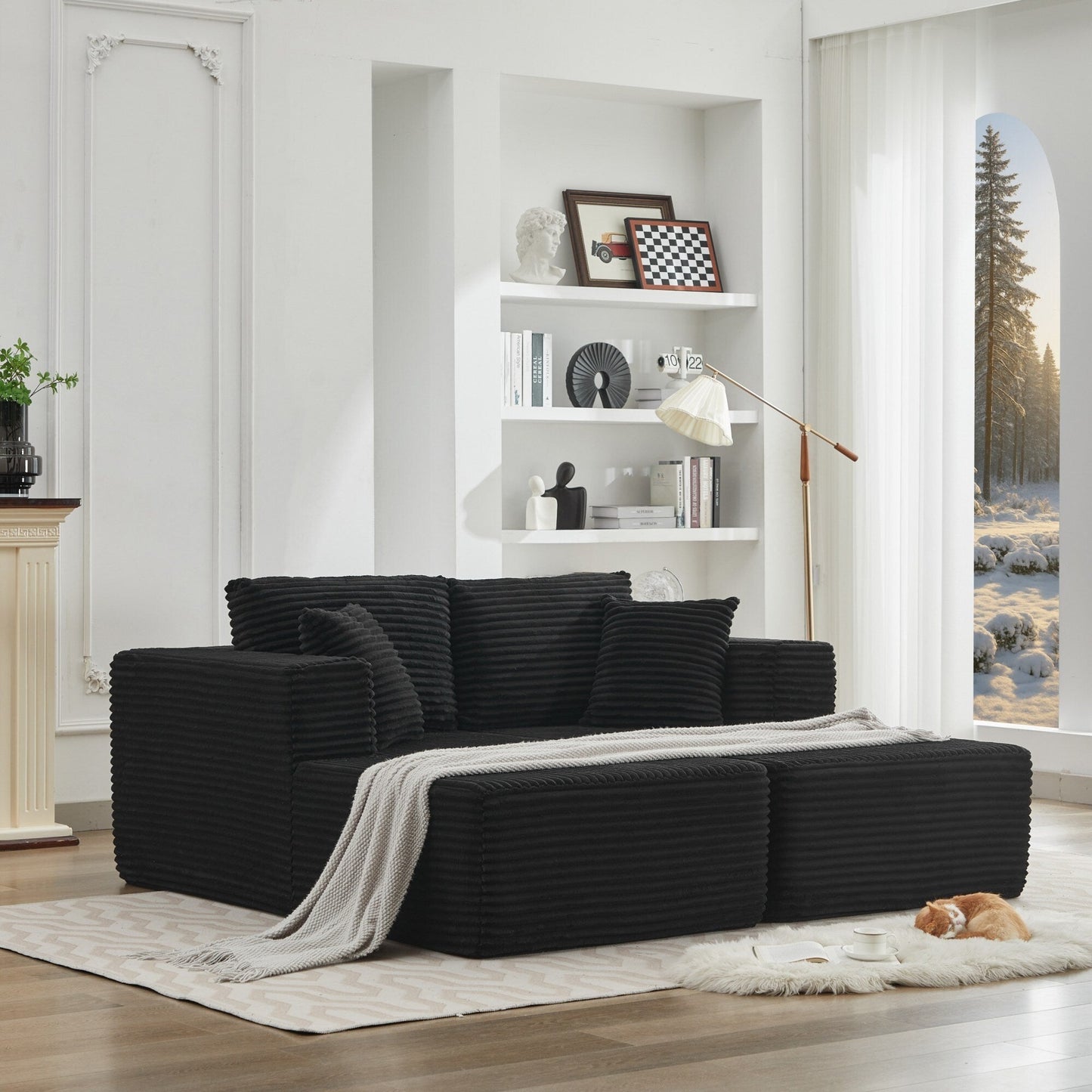 Divano componibile 106 Cloud con doppia chaise longue, divano modulare moderno con seduta profonda per soggiorno, non richiede montaggio