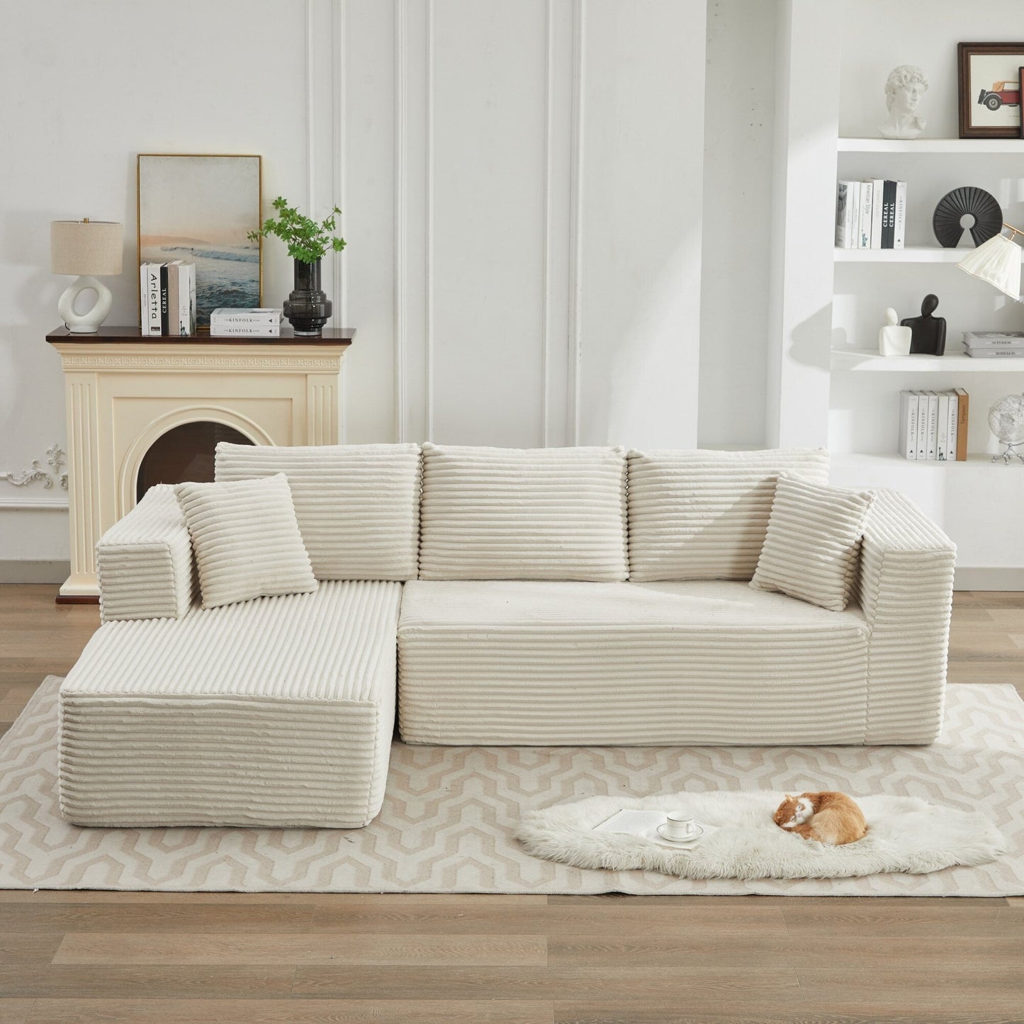 Divano componibile 106 Cloud a forma di L con chaise longue rivolta a sinistra, divano modulare moderno con seduta profonda per soggiorno, non richiede montaggio