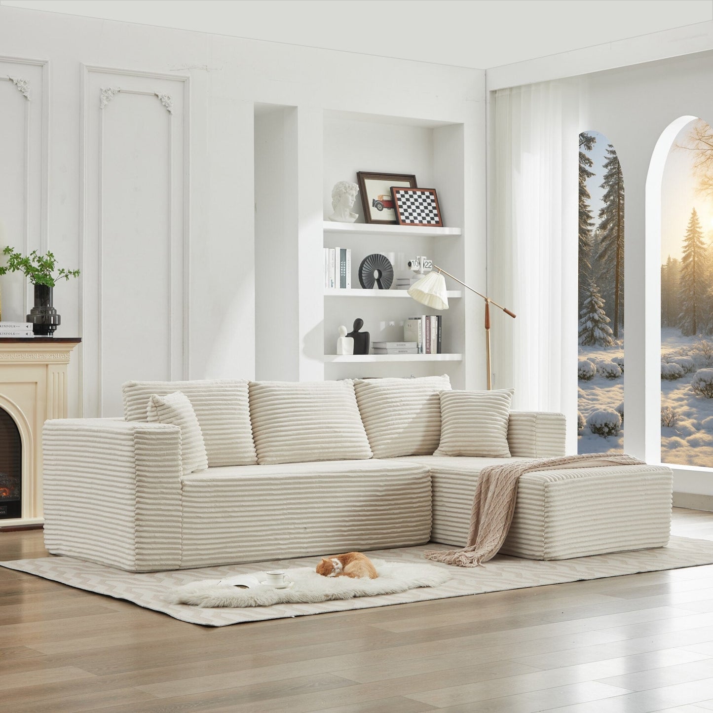 Divano componibile 106 Cloud a forma di L con chaise longue rivolta a destra, divano modulare moderno con seduta profonda per soggiorno, non richiede montaggio