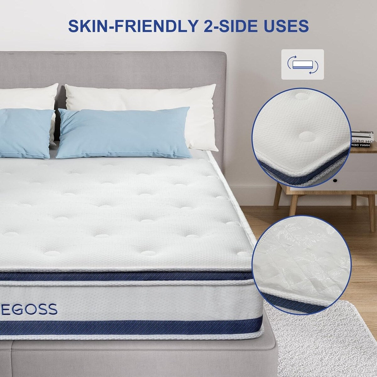 Materasso ibrido da 10 pollici, materasso a molle insacchettate, materasso matrimoniale in una scatola