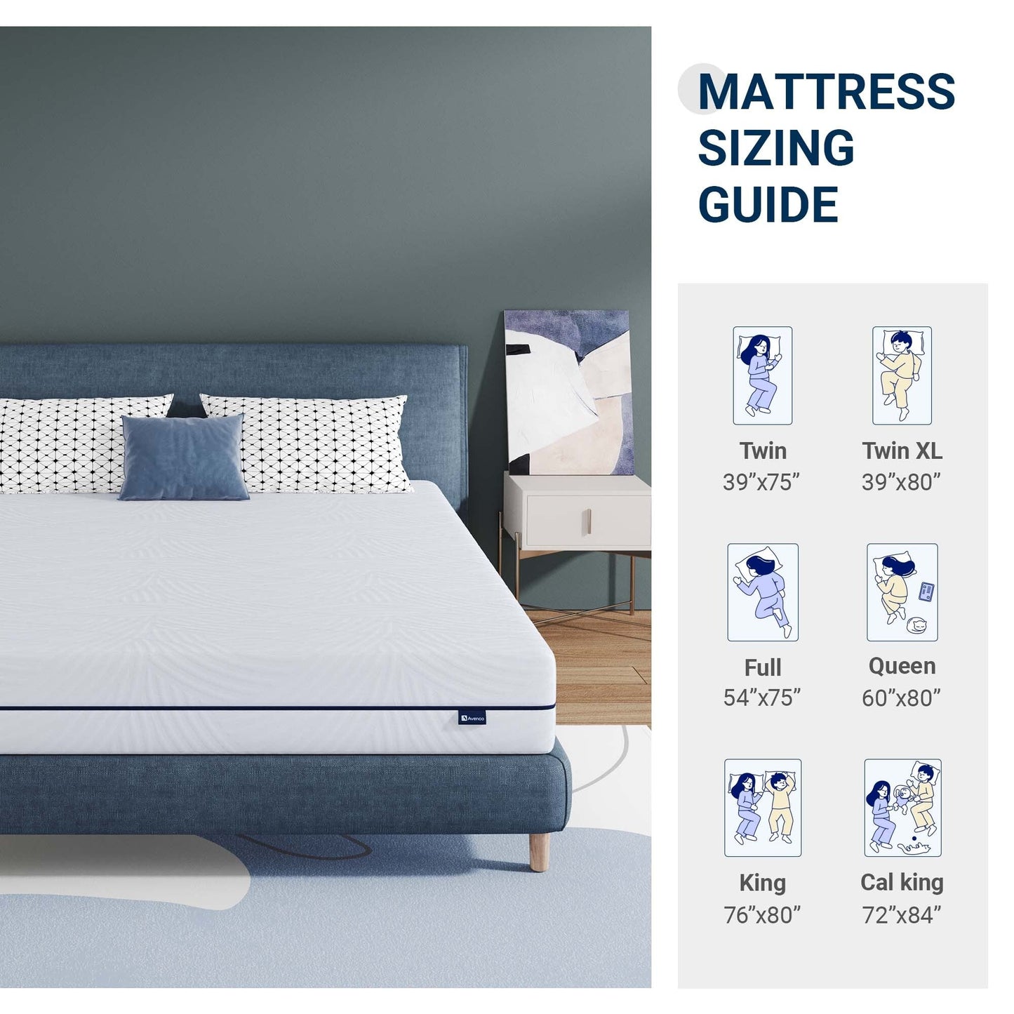 Materasso in memory foam gel medio da 10'' in una scatola con fodera staccabile