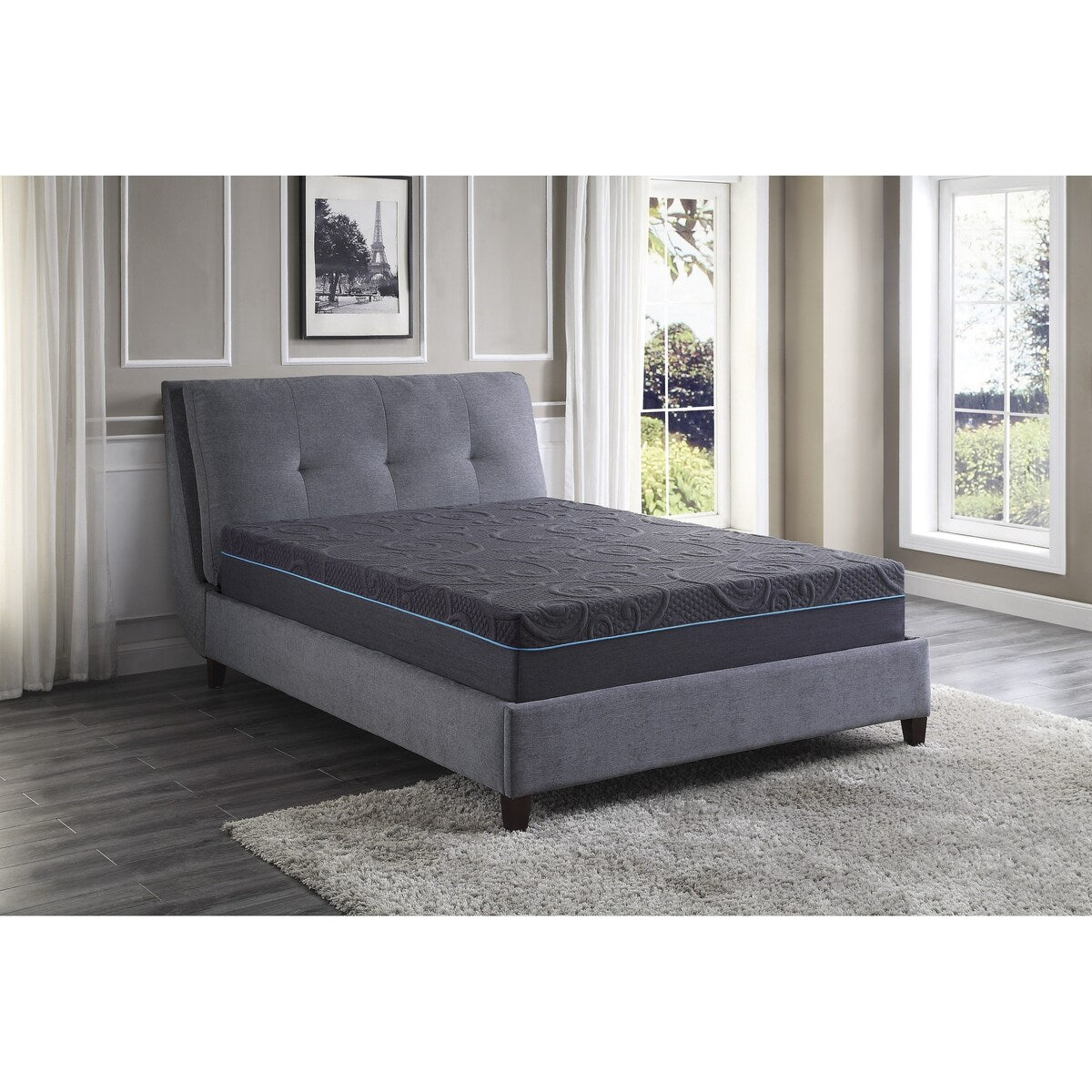 Materasso ibrido in memory foam con infusione di gel California King da 11 pollici, grigio scuro, materasso in una scatola
