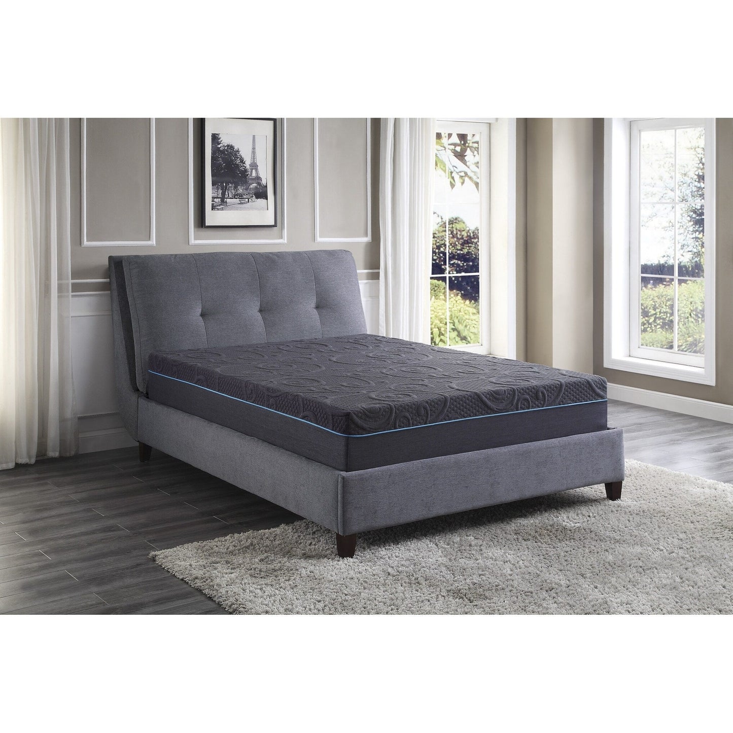 Materasso ibrido in memory foam con infusione di gel Eastern King da 11 pollici, grigio scuro, materasso in una scatola