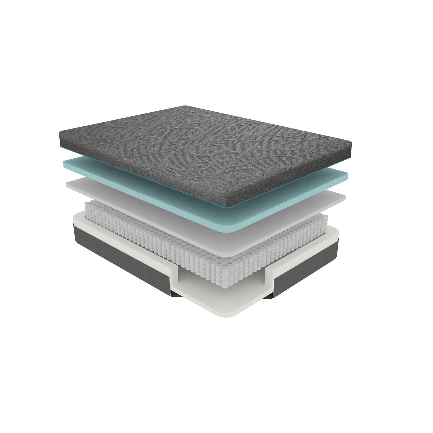 Materasso ibrido in memory foam con infusione di gel Eastern King da 11 pollici, grigio scuro, materasso in una scatola