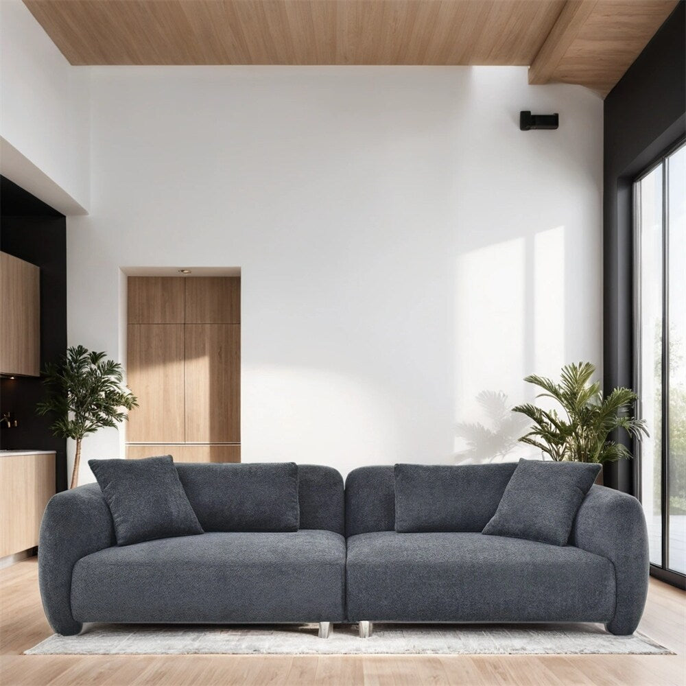 Divano in velluto a 3 posti di metà secolo con 4 cuscini