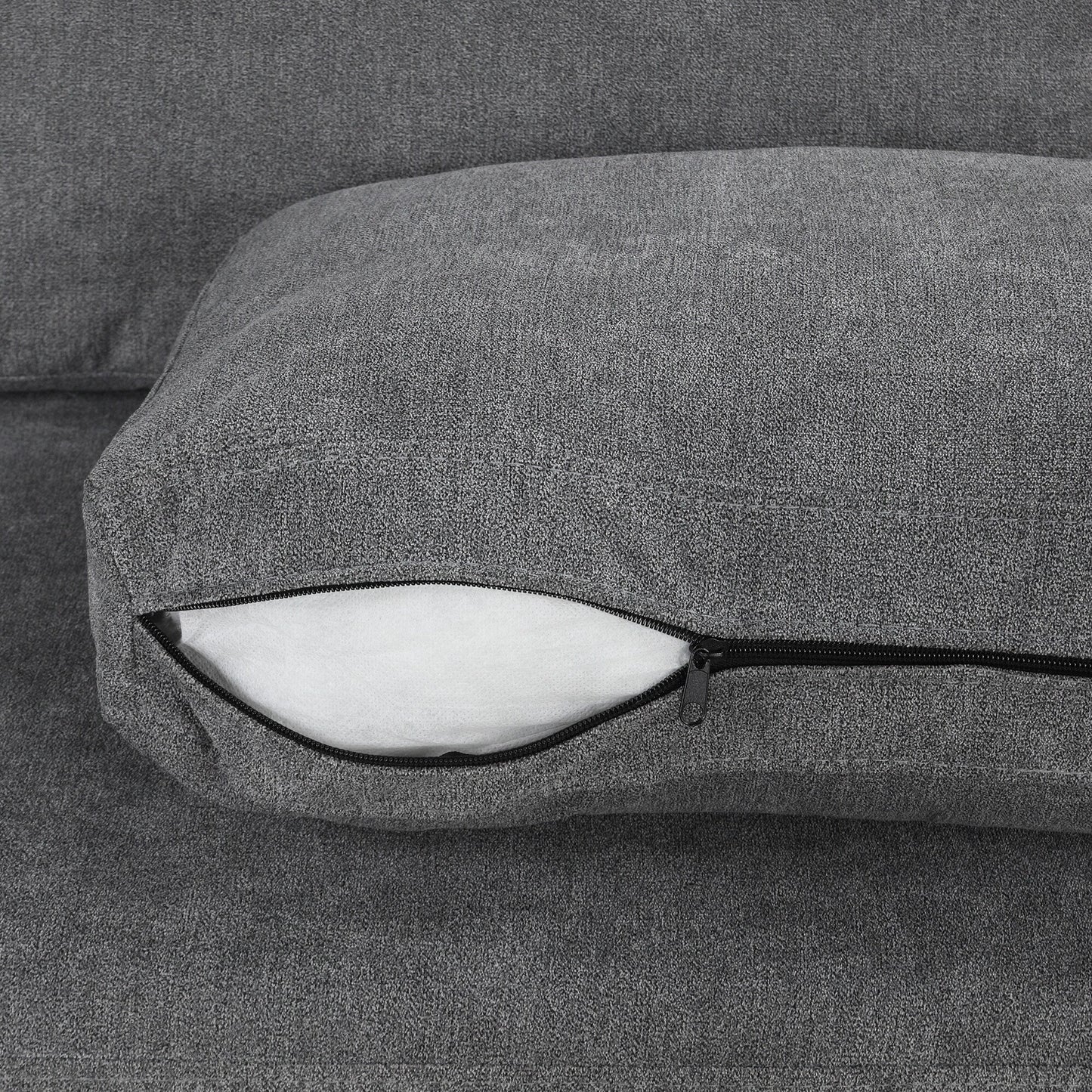 Divano 111 a 3 posti, divano curvo in ciniglia con 2 cuscini stampati, divano moderno imbottito per soggiorno