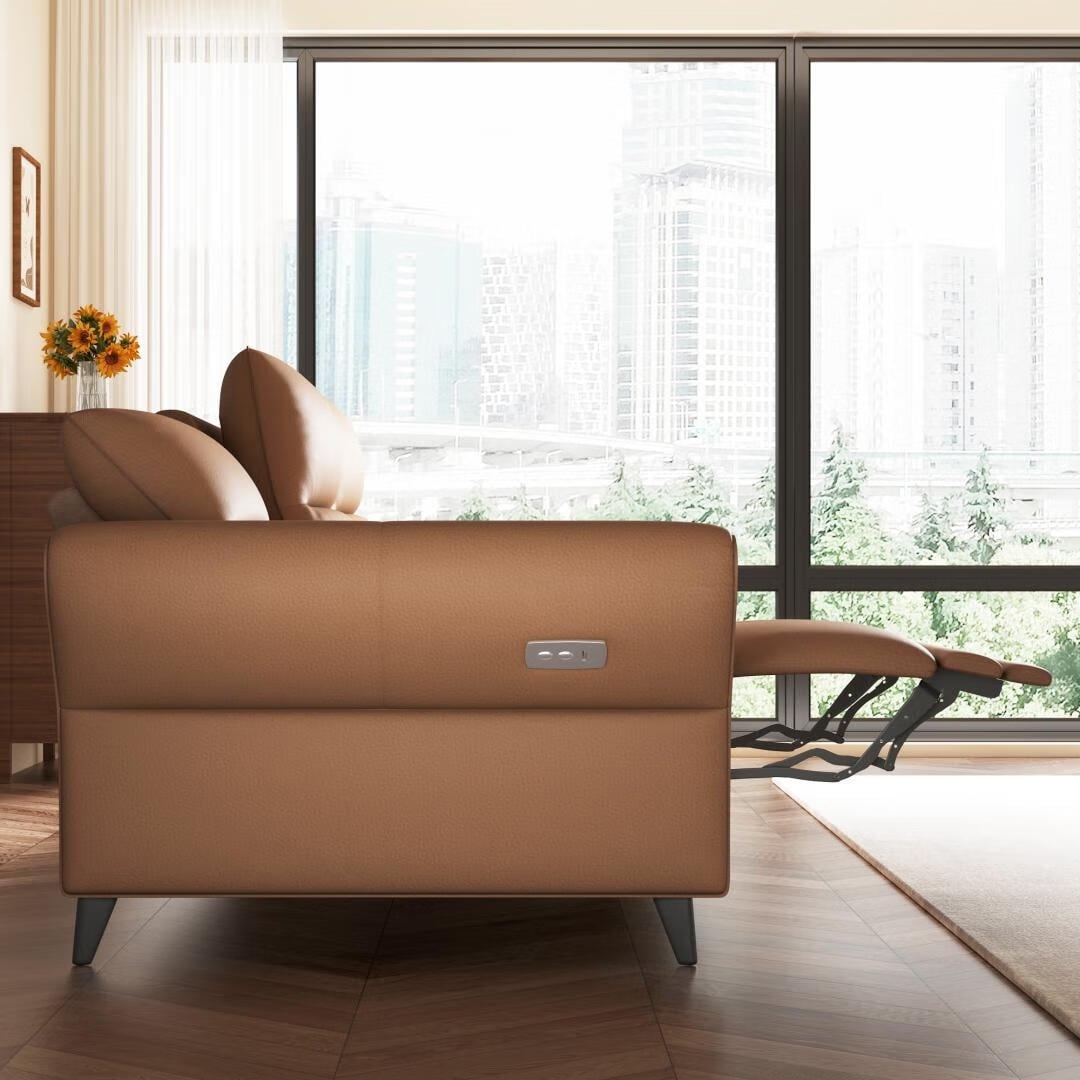 Divano reclinabile elettrico in pelle vegana da 112,5'' con porta di ricarica USB