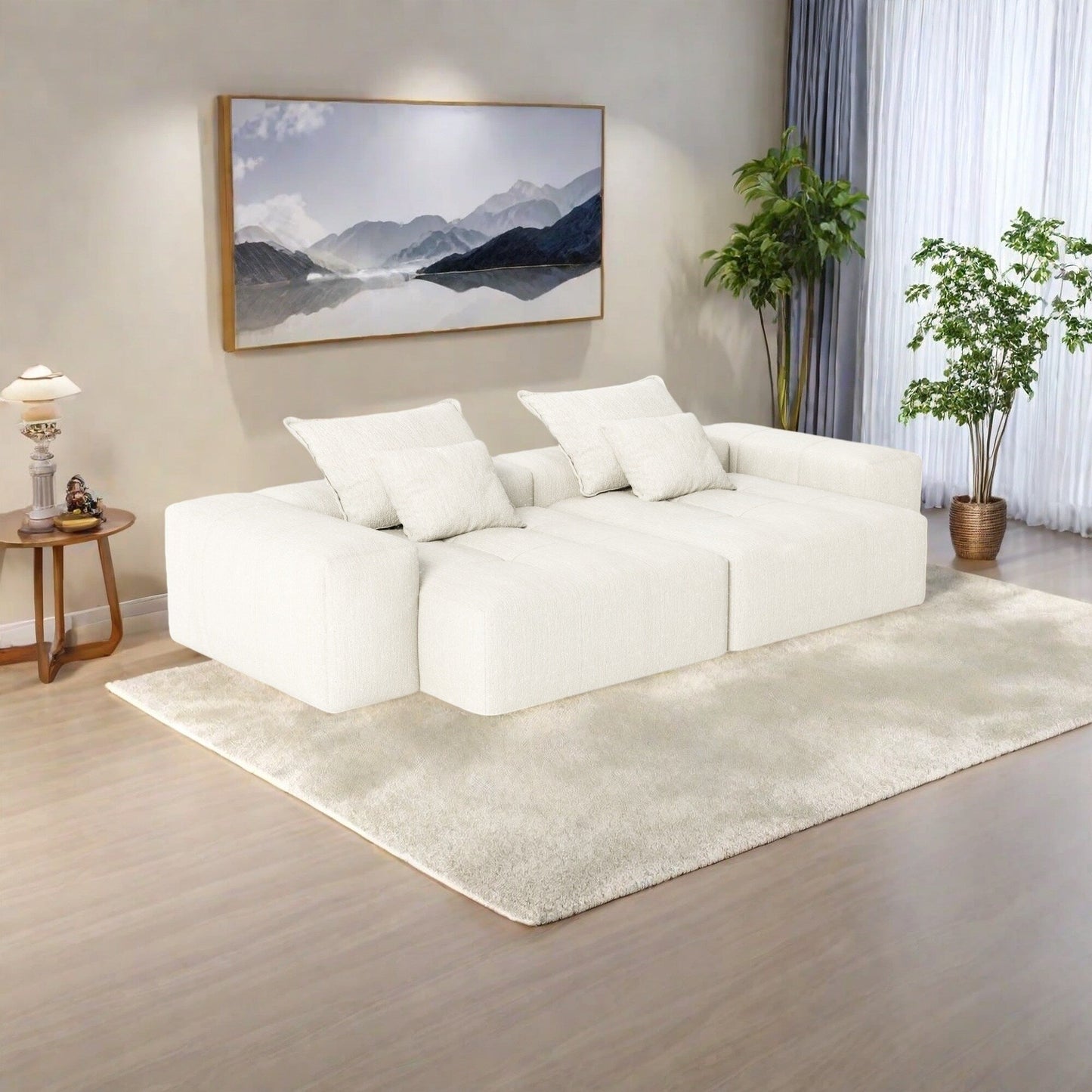 Divano modulare a 4 posti in ciniglia da 113,39 pollici, design trapuntato scintillante, base antiscivolo