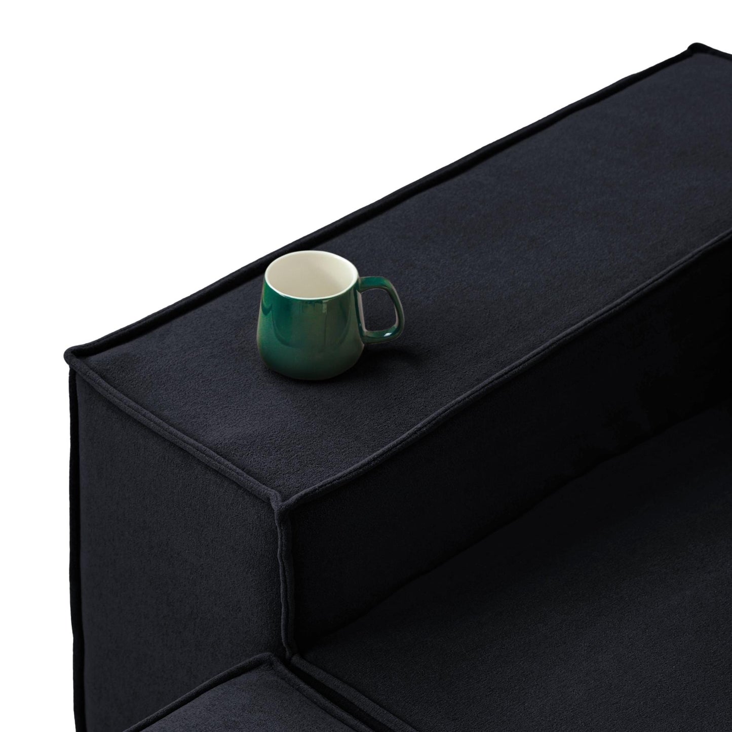 Divano componibile modulare 118 con rivestimento in tessuto mobile e 3 cuscini, comodo divano in velluto a coste a 3 posti