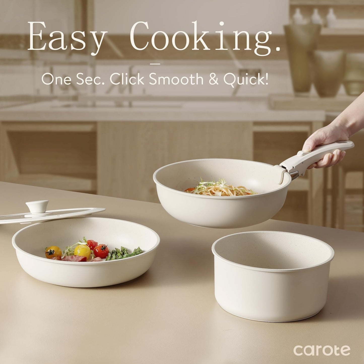 Set di 11 pentole e padelle, set di pentole antiaderenti con manico staccabile, set di pentole da cucina a induzione antiaderenti con manico rimovibile