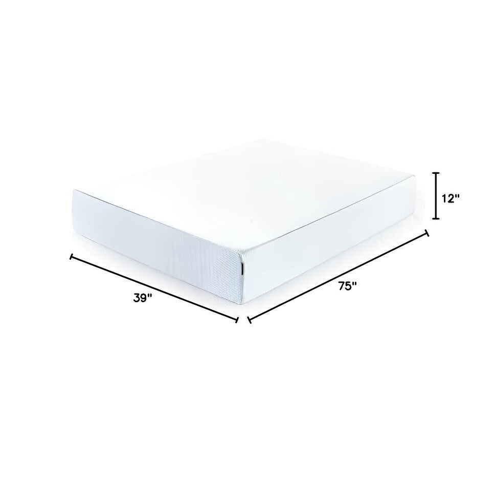 Materasso in memory foam con gel rinfrescante al tè verde da 12 pollici, senza fibra di vetro, schiuma di gel rinfrescante, allevia la pressione, letto in scatola, singolo