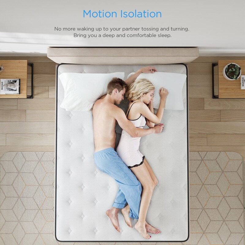 Materasso ibrido da 12 pollici in una scatola con memory foam in gel, sollievo dal mal di schiena e raffreddamento, supporto medio-rigido