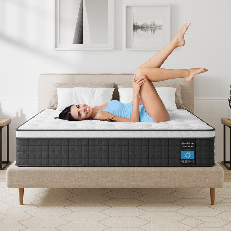 Materasso ibrido da 12 pollici in una scatola con memory foam in gel, sollievo dal mal di schiena e raffreddamento, supporto medio-rigido